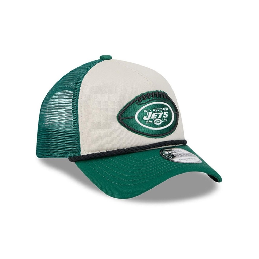 Men New Era Stone/Green New York Jets 2024 Sideline Historic 9FORTY a-Frame Hat